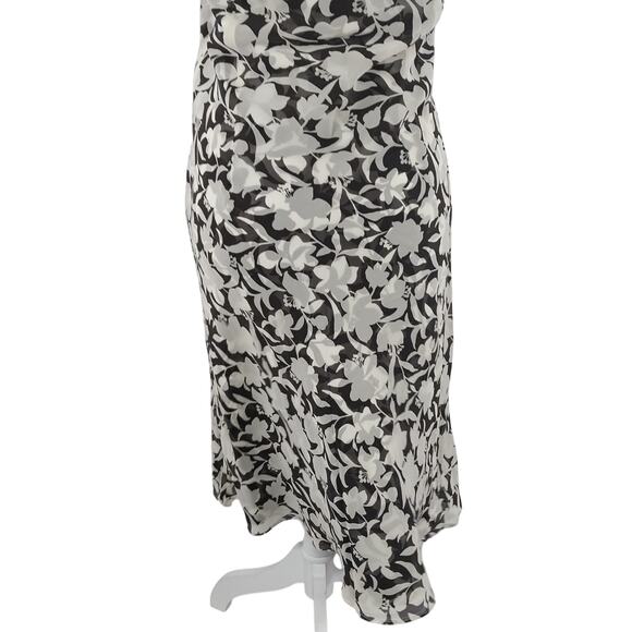 ANN TAYLOR! PURE SILK! CHEMISE STYLE BROWN & CREAM FLORAL STRAPLESS DRESS! SZ 10 - Picture 9 of 12